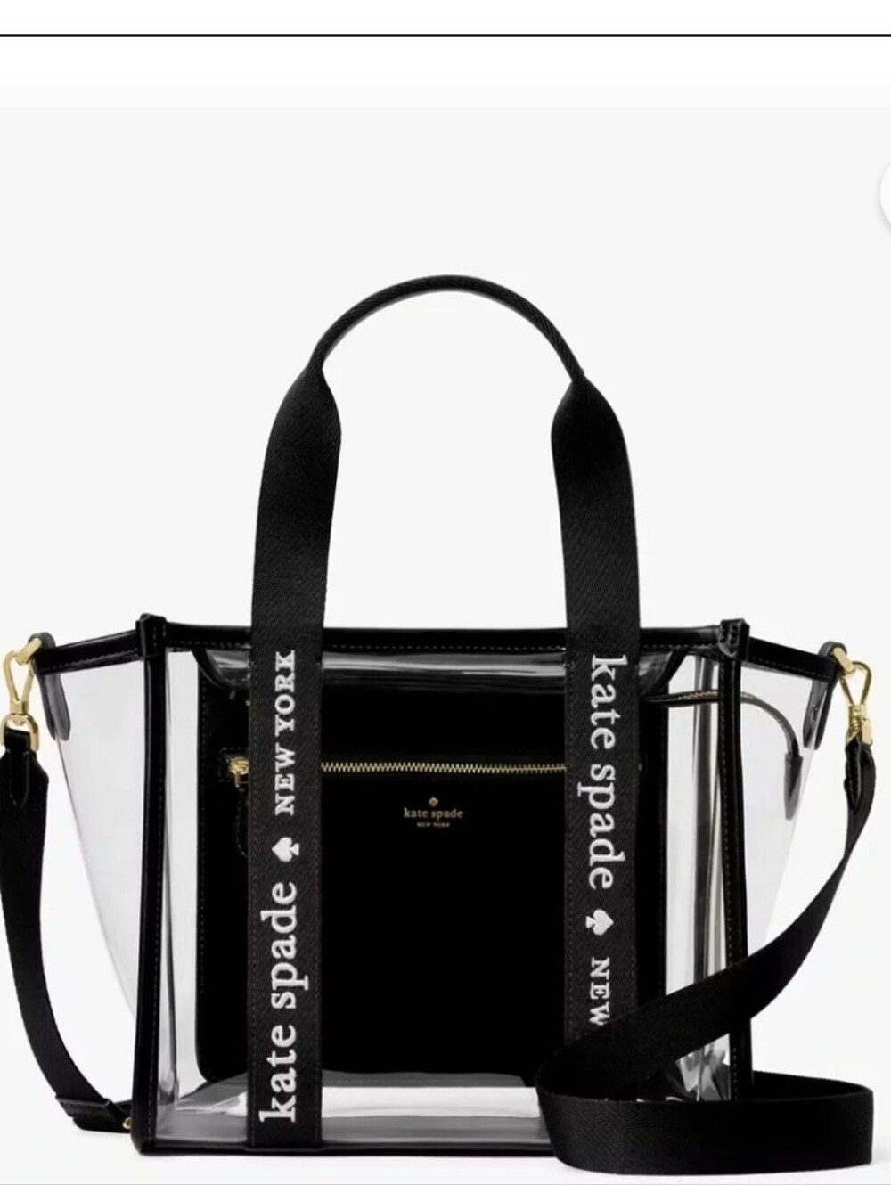 kate spade Clear PVC Tote with Black Trim and Branded Straps